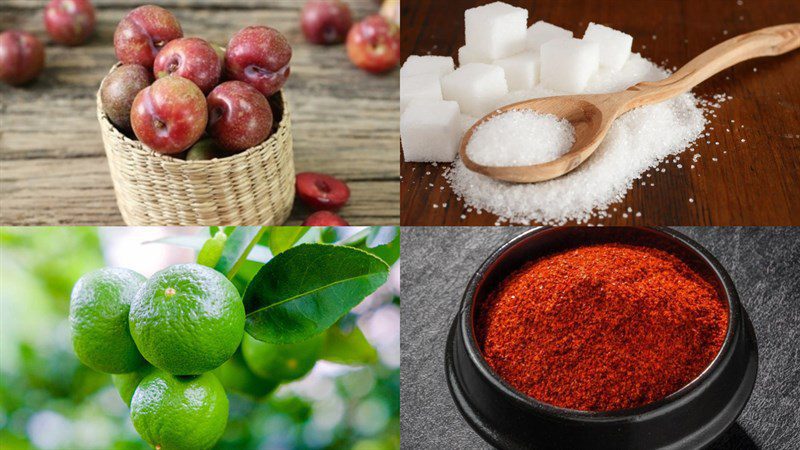 Ingredients for dried spicy Hanoi plums