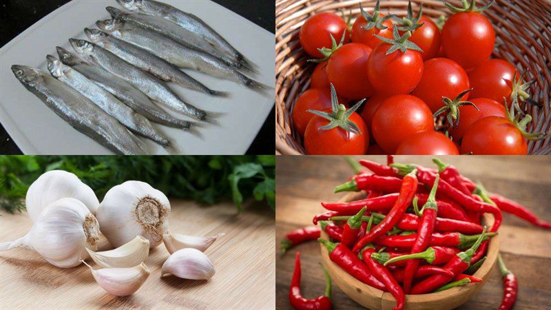 Ingredients for fried fish roe dish