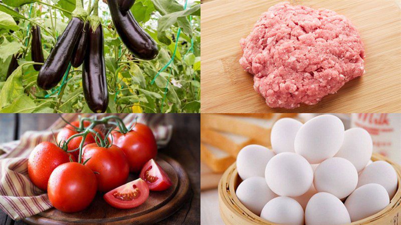 Ingredients for grilled meat rolled eggplant