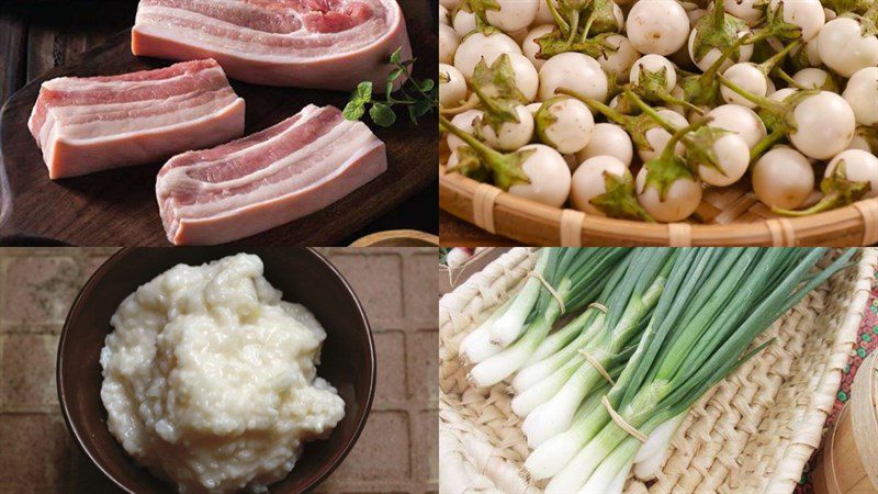 Ingredients for braised meat (stewed) with eggplant