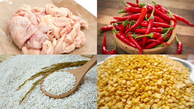 Ingredients for fried chicken skin with salt and chili