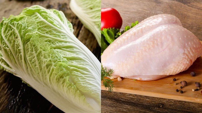 Ingredients for stir-fried napa cabbage with chicken