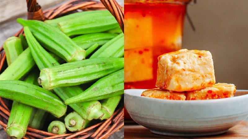 Ingredients for stir-fried okra with fermented tofu