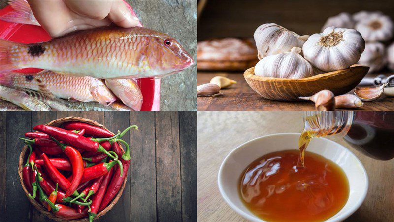 Ingredients for fried fish with garlic and chili