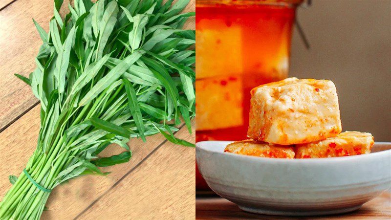 Ingredients for stir-fried water spinach with fermented tofu