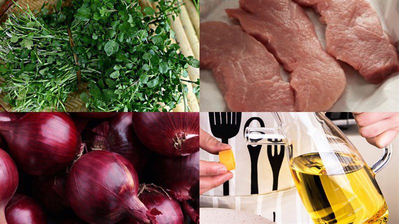 Ingredients for minced meat watercress soup and meatballs