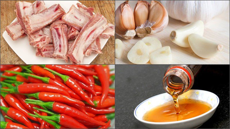 Ingredients for the dish of braised ribs in fish sauce