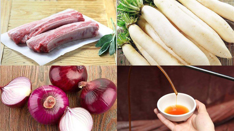 Ingredients for braised pork belly with radish