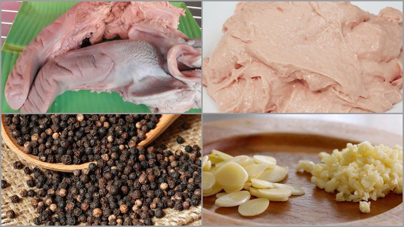 Ingredients for the dish of pork sausage with pig's tongue