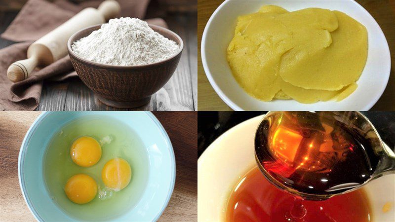 Ingredients for mooncake with mung bean filling using an oven