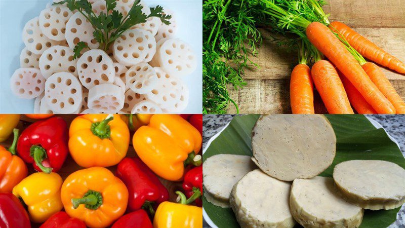 Ingredients for stir-fried lotus root dish