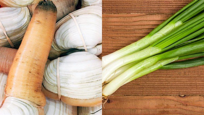 Ingredients for grilled snail with onion oil