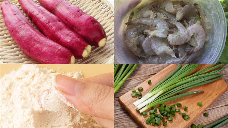 Ingredients for fried sweet potato pancakes