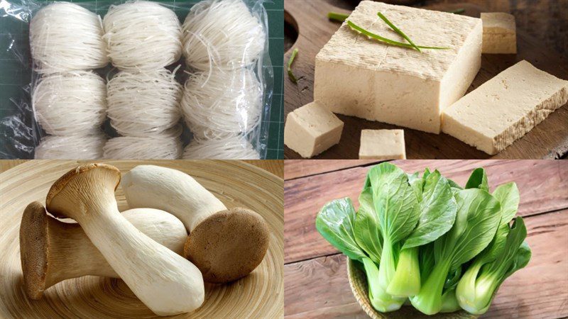 Ingredients for vegetarian stir-fried noodle dish