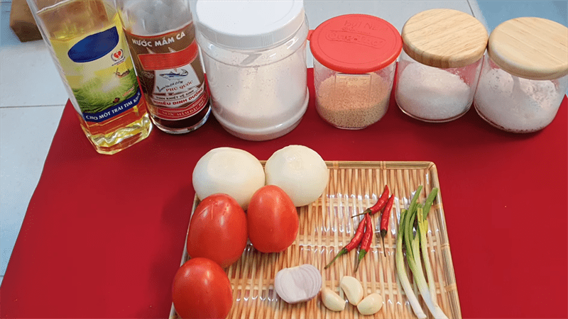 Ingredients for the stir-fried onion with tomato dish