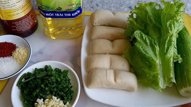 Ingredients for fried gluten dish