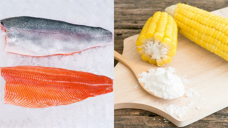 Ingredients for fried salmon skin dish