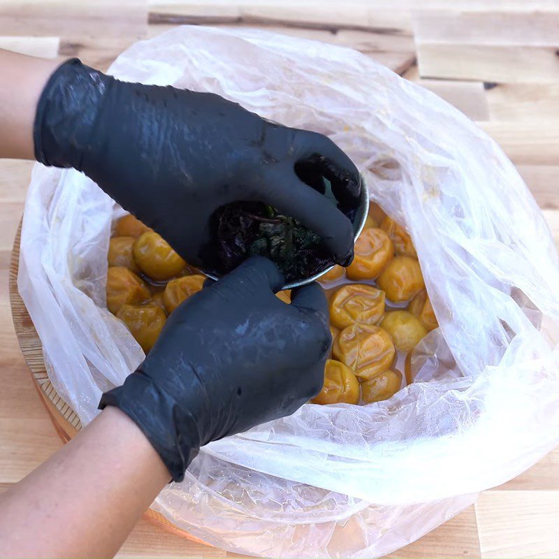 Step 4 Fermenting Plums with Shiso Leaves Japanese Style Aged Umeboshi