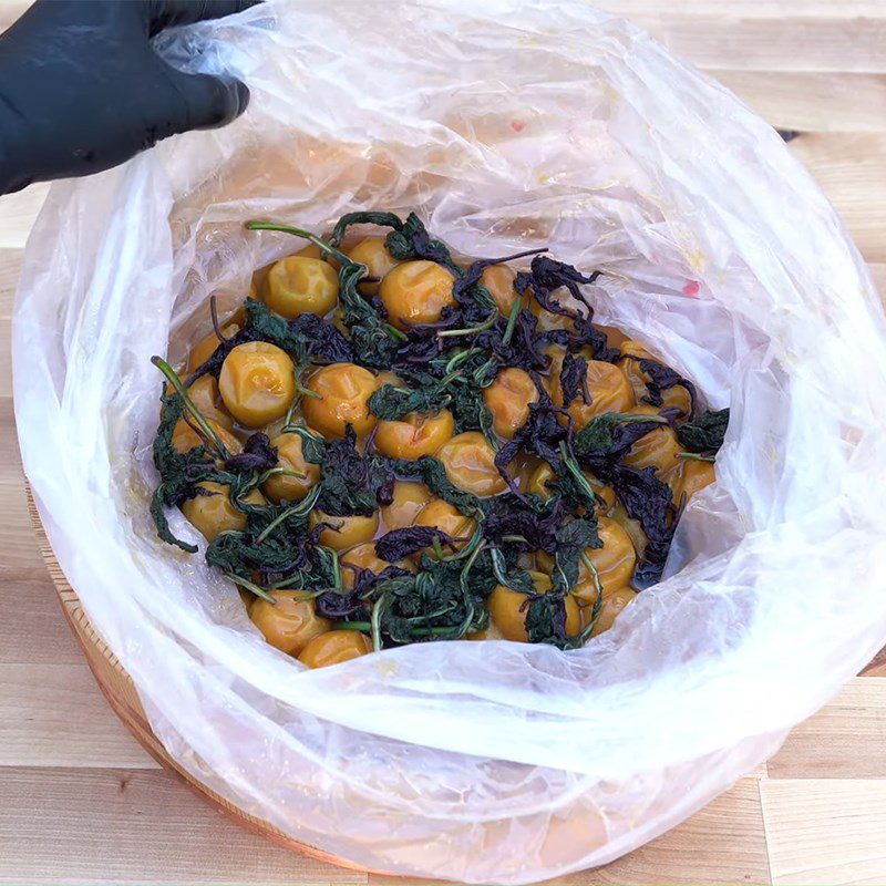 Step 4 Fermenting Plums with Shiso Leaves Japanese Style Aged Umeboshi