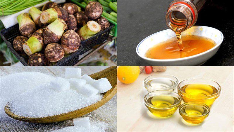 Ingredients for 2 ways to make fried taro with fish sauce