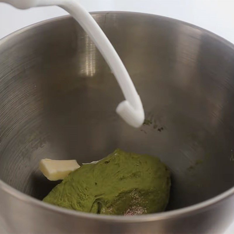 Step 2 Knead with butter and let the dough rise Green tea papparoti