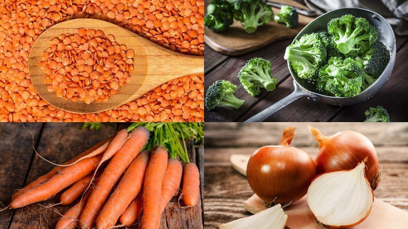 Ingredients for lentil porridge