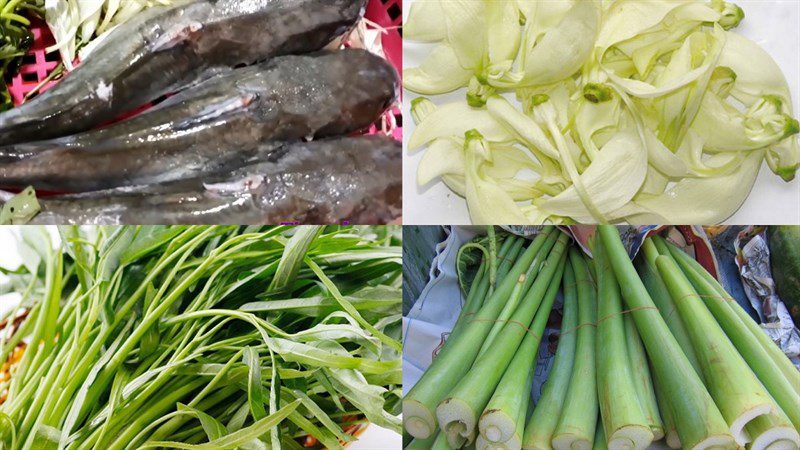 Ingredients for sour fish soup with fish mint