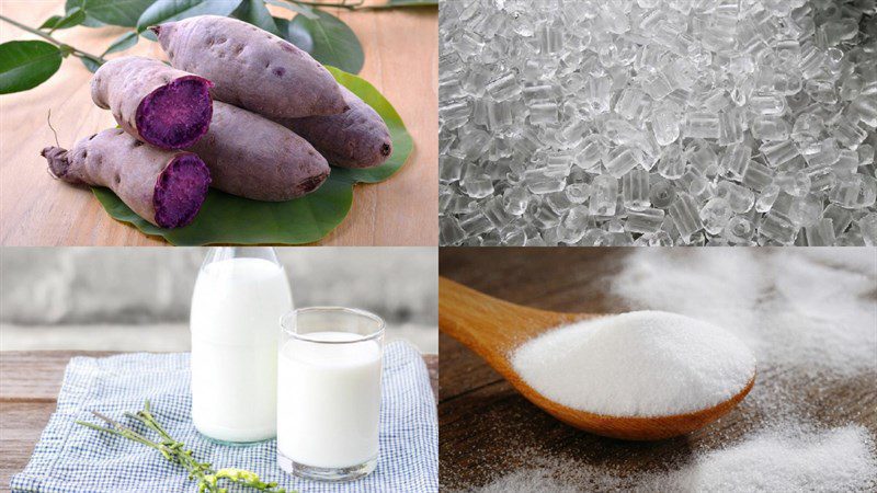 Ingredients for purple sweet potato latte