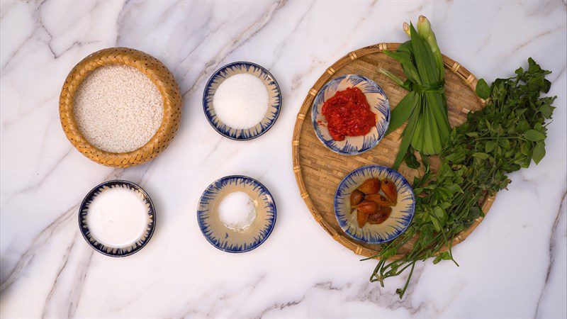 Ingredients for colorful sticky rice