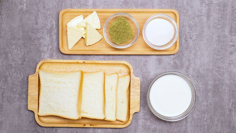 Ingredients for green tea cheese mooncake using sandwich