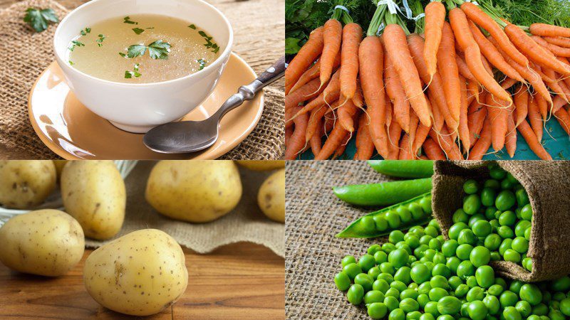 Ingredients for vegetarian minced meat porridge