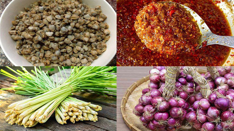 Ingredients for the two ways to make stir-fried clams with satay and curry