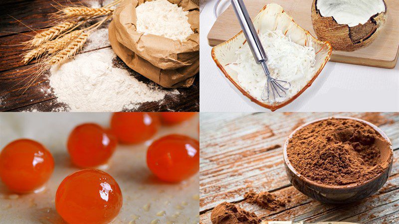 Ingredients for 3 ways to make chocolate mooncake