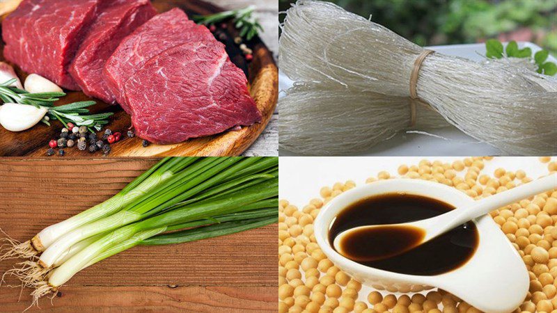 Ingredients for beef stir-fried vermicelli dish