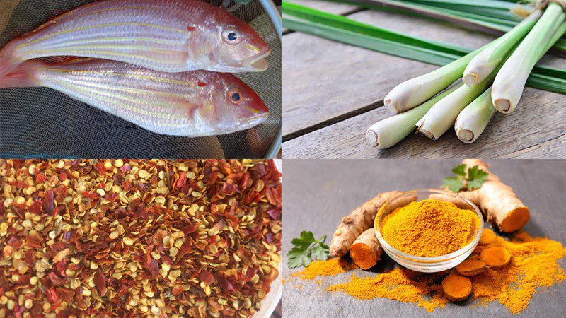 Ingredients for the dish how to make fried fish with lemongrass and chili