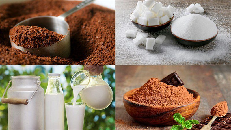 Ingredients for mocha coffee