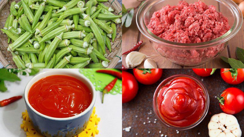 Ingredients for steamed okra dish