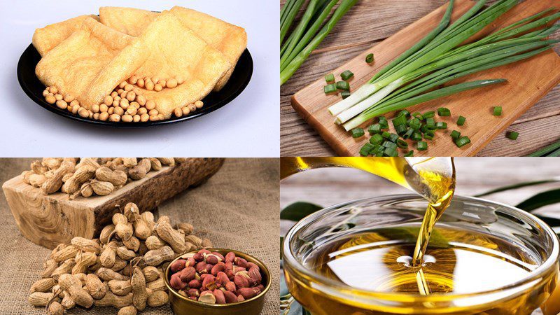 Ingredients for the dish 3 ways to make fried tofu with scallion oil