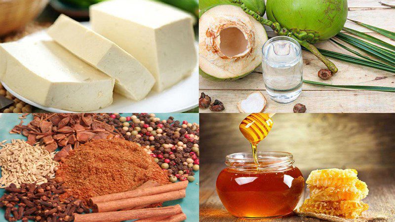 Ingredients for braised tofu with char siu sauce, braised tofu with young watermelon