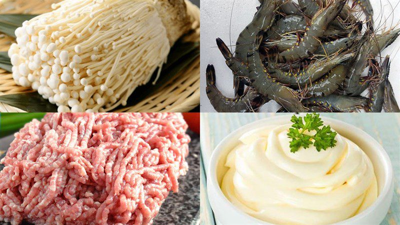 Ingredients for crispy enoki mushroom dish