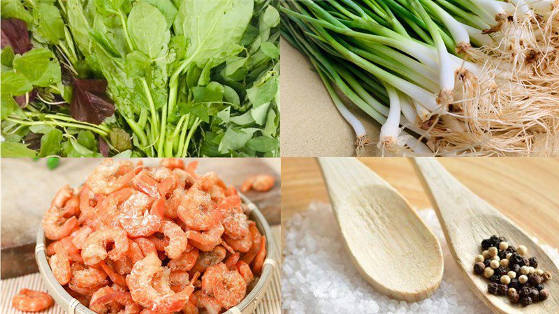 Ingredients for the 2 ways to cook shrimp vegetable soup