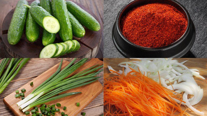 Ingredients for cucumber kimchi