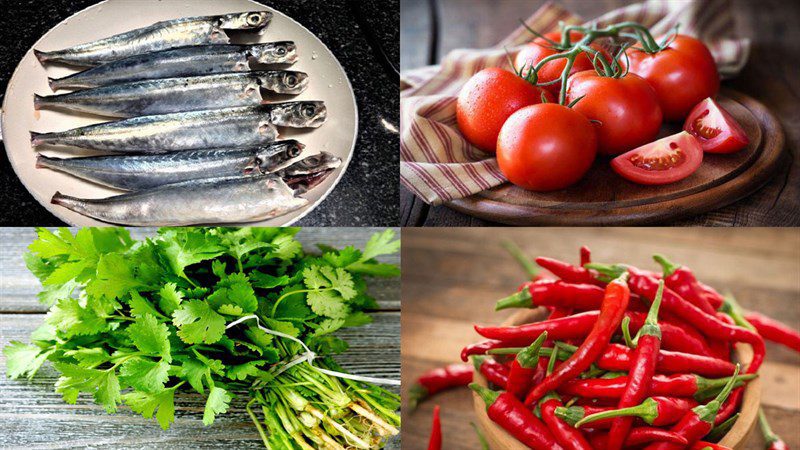 Ingredients for fried mackerel with tomato sauce