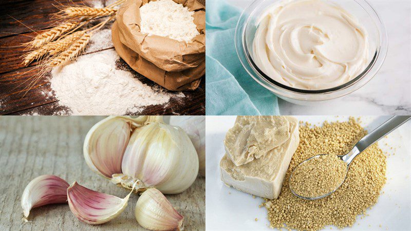 Ingredients for garlic butter cheese cream pizza