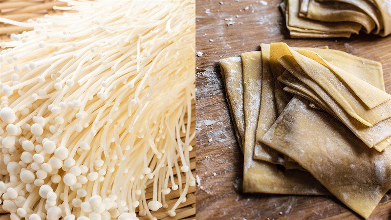 Ingredients for crispy enoki mushroom dish