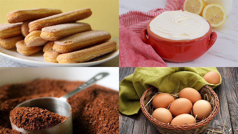 Ingredients for tiramisu cake