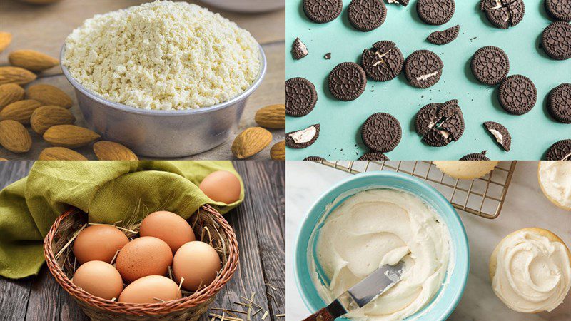 Ingredients for oreo macaron dessert