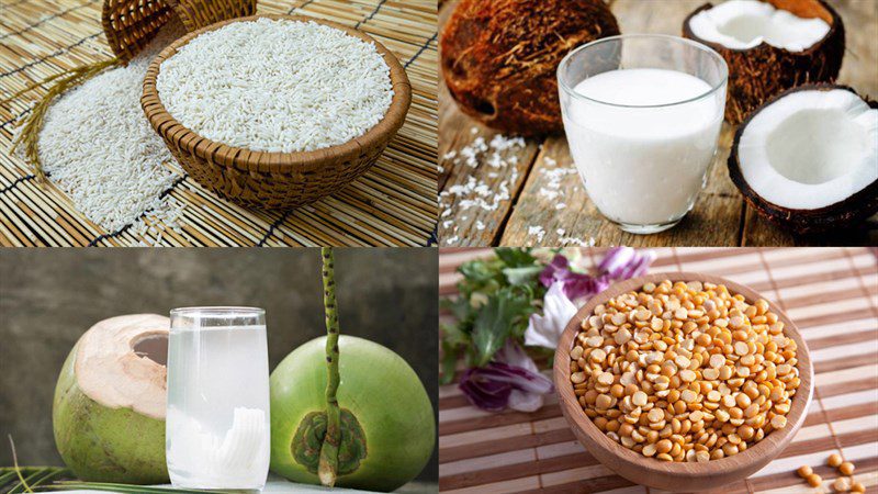 Ingredients for the dish of Tet cake with lye water and mung bean filling