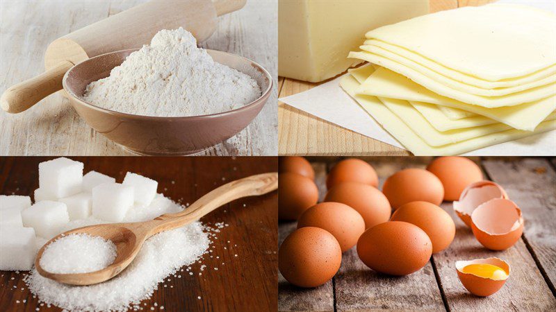 Ingredients for baked fresh milk cake and baked yogurt cake