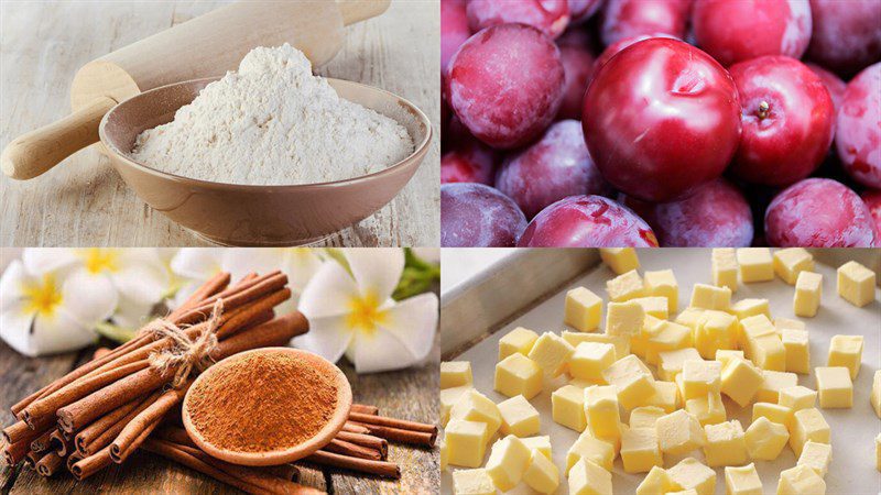 Ingredients for 2 ways to make plum tart